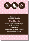 Modern Baby Girl Pink Polka Dots - Baby Shower Invitations