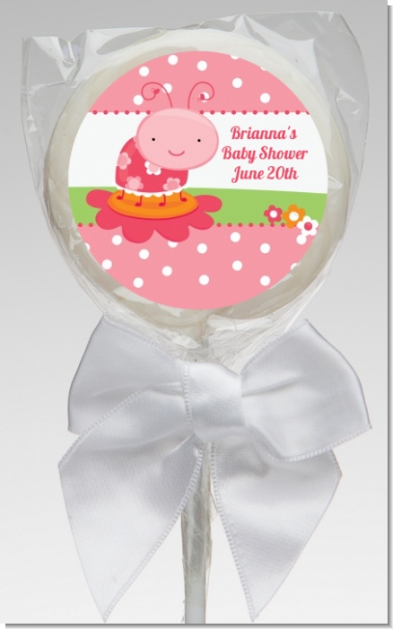 Modern Ladybug Pink - Personalized Birthday Party Lollipop Favors