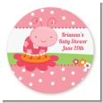 Modern Ladybug Pink - Round Personalized Birthday Party Sticker Labels thumbnail