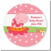Modern Ladybug Pink - Round Personalized Birthday Party Sticker Labels