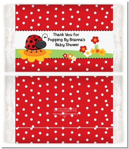 Modern Ladybug Red - Personalized Popcorn Wrapper Baby Shower Favors