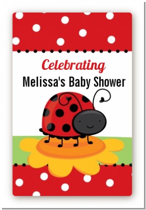 Modern Ladybug Red - Custom Large Rectangle Baby Shower Sticker/Labels