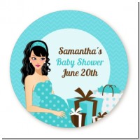 Modern Mommy Crib It's A Boy - Round Personalized Baby Shower Sticker Labels