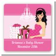 Modern Mommy Crib It's A Girl - Square Personalized Baby Shower Sticker Labels thumbnail