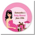 Modern Mommy Crib It's A Girl - Round Personalized Baby Shower Sticker Labels thumbnail