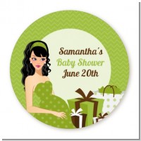 Modern Mommy Crib Neutral - Round Personalized Baby Shower Sticker Labels