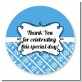 Modern Thatch Blue - Personalized Everyday Party Round Sticker Labels thumbnail