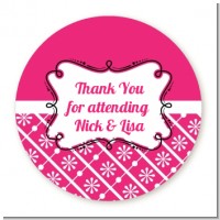 Modern Thatch Fuschia - Personalized Everyday Party Round Sticker Labels