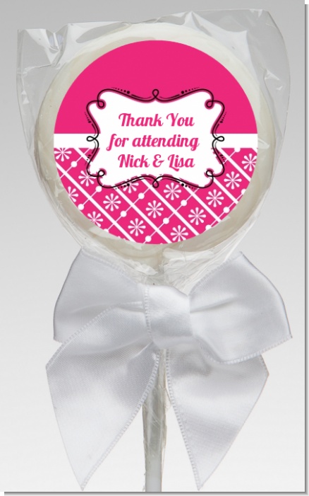 Modern Thatch Fuschia - Personalized  Lollipop Favors