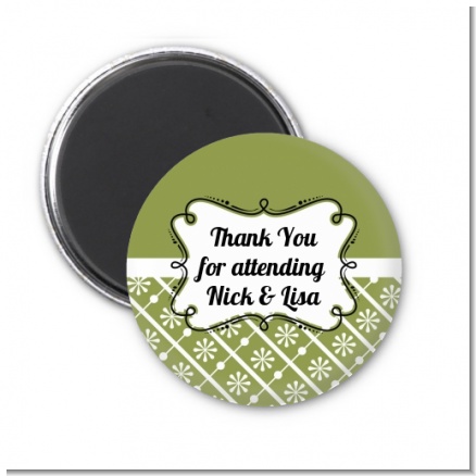 Modern Thatch Green - Personalized  Magnet Favors