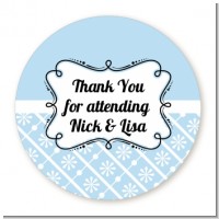 Modern Thatch Light Blue - Personalized Everyday Party Round Sticker Labels