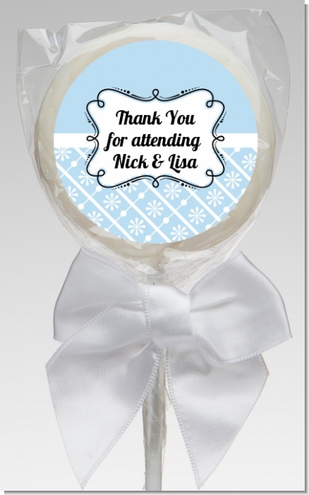 Modern Thatch Light Blue - Personalized  Lollipop Favors