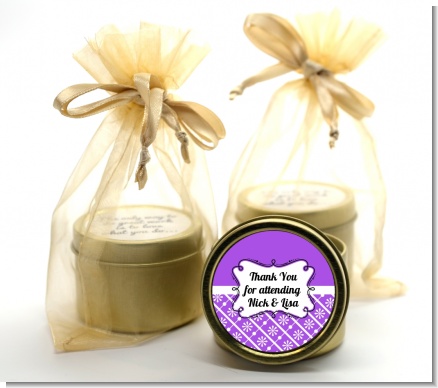 Modern Thatch Purple -  Gold Tin Candle Favors