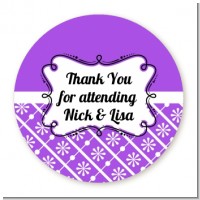 Modern Thatch Purple - Personalized Everyday Party Round Sticker Labels