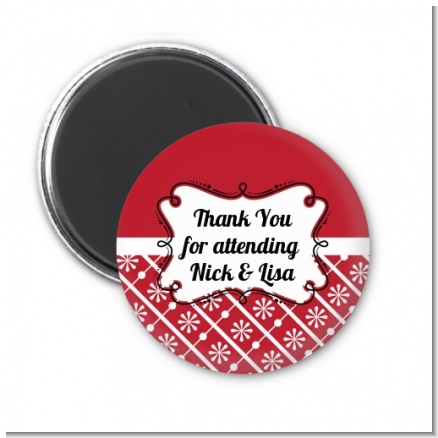 Modern Thatch Red - Personalized  Magnet Favors