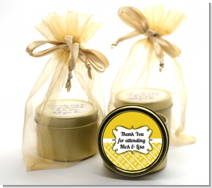 Modern Thatch Yellow -  Gold Tin Candle Favors