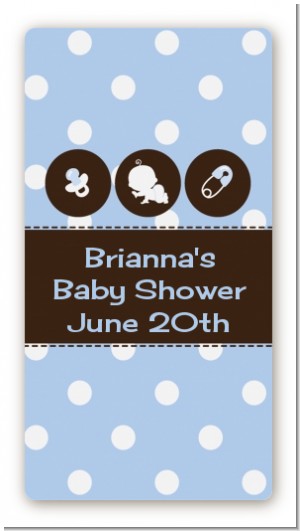 Modern Baby Boy Blue Polka Dots - Custom Rectangle Baby Shower Sticker/Labels