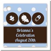 Modern Baby Boy Blue Polka Dots - Personalized Baby Shower Card Stock Favor Tags