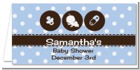 Modern Baby Boy Blue Polka Dots - Personalized Baby Shower Place Cards