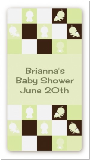 Modern Baby Green & Brown - Custom Rectangle Baby Shower Sticker/Labels