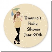Mod Mom - Round Personalized Baby Shower Sticker Labels