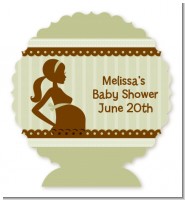 Mommy Silhouette It's a Baby - Personalized Baby Shower Centerpiece Stand