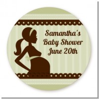 Mommy Silhouette It's a Baby - Round Personalized Baby Shower Sticker Labels