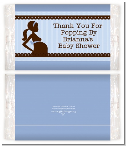 Mommy Silhouette It's a Boy - Personalized Popcorn Wrapper Baby Shower Favors