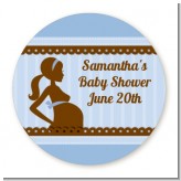 Mommy Silhouette It's a Boy - Round Personalized Baby Shower Sticker Labels