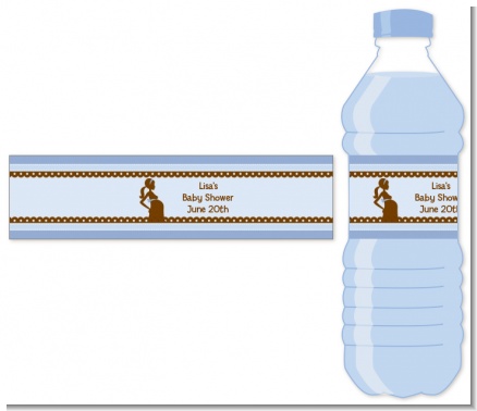 Mommy Silhouette It's a Boy - Personalized Baby Shower Water Bottle Labels