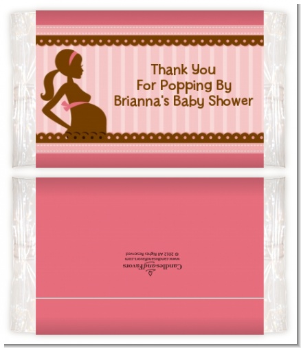 Mommy Silhouette It's a Girl - Personalized Popcorn Wrapper Baby Shower Favors