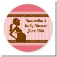 Mommy Silhouette It's a Girl - Round Personalized Baby Shower Sticker Labels thumbnail