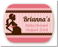 Mommy Silhouette It's a Girl - Personalized Baby Shower Rounded Corner Stickers