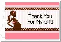 Mommy Silhouette It's a Girl - Baby Shower Thank You Cards