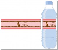 Mommy Silhouette It's a Girl - Personalized Baby Shower Water Bottle Labels