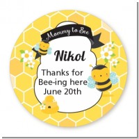 Mommy To Bee - Round Personalized Baby Shower Sticker Labels