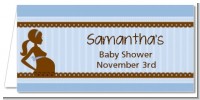 Mommy Silhouette It's a Boy - Personalized Baby Shower Place Cards