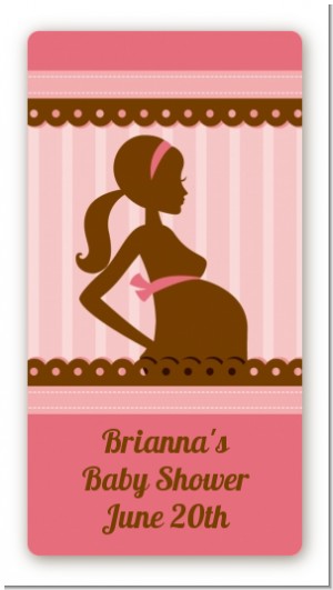 Mommy Silhouette It's a Girl - Custom Rectangle Baby Shower Sticker/Labels