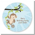 Monkey Boy - Round Personalized Birthday Party Sticker Labels thumbnail