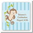Monkey Boy - Square Personalized Baby Shower Sticker Labels thumbnail