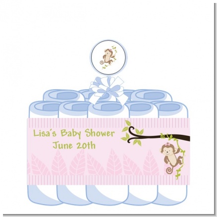 Monkey Girl - Personalized Baby Shower Diaper Cake 1 Tier