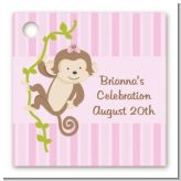 Monkey Girl - Personalized Baby Shower Card Stock Favor Tags