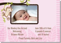 Monkey Girl - Birth Announcement Photo Card