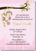 Monkey Girl - Birthday Party Invitations