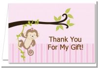 Monkey Girl - Birthday Party Thank You Cards