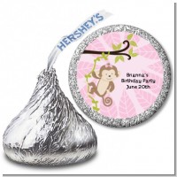 Monkey Girl - Hershey Kiss Baby Shower Sticker Labels