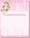 Monkey Girl - Baby Shower Notes of Advice