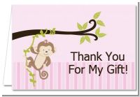 Monkey Girl - Baby Shower Thank You Cards