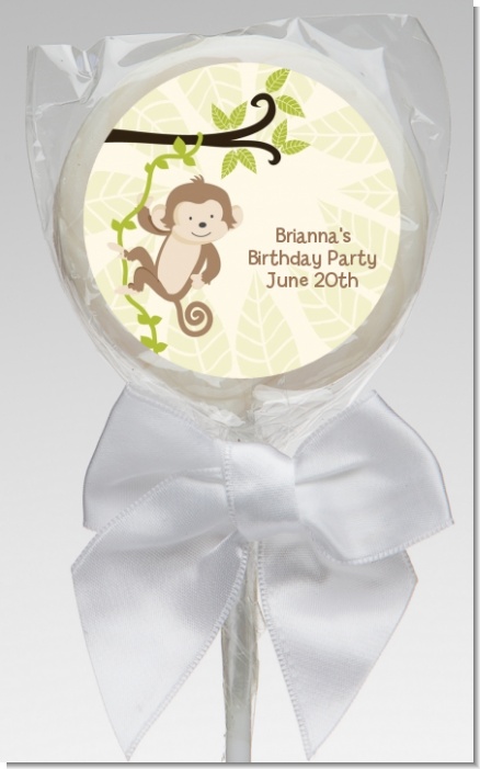 Monkey Neutral - Personalized Birthday Party Lollipop Favors