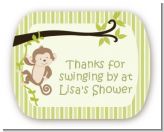 Monkey Neutral - Personalized Baby Shower Rounded Corner Stickers